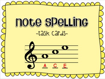 Preview of Task Cards: Note Spelling - Treble Clef