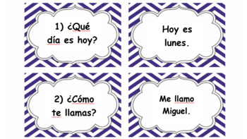 Preview of Task Cards - Novice Level Questions in Spanish