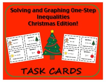 Preview of Task Cards: One Step Inequalities - Christmas Edition!