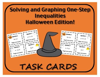 Preview of Task Cards: One Step Inequalities - Halloween Edition!