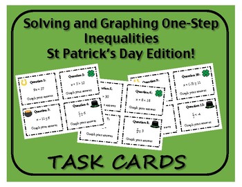 Preview of Task Cards: One Step Inequalities - St. Patrick's Day Edition!