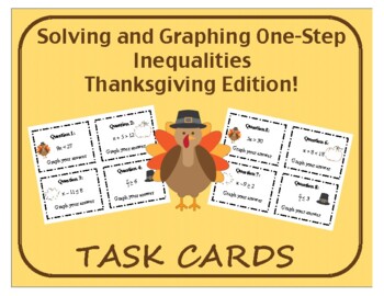 Preview of Task Cards: One Step Inequalities - Thanksgiving Edition!