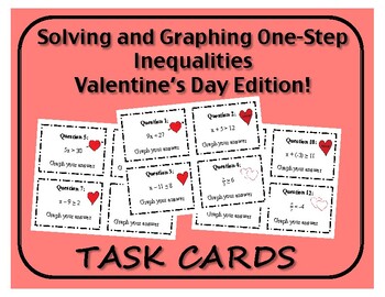 Preview of Task Cards: One Step Inequalities - Valentine's Day Edition!