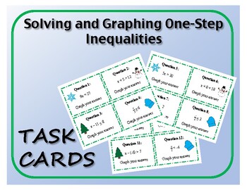 Preview of Task Cards: One Step Inequalities (Winter Edition)