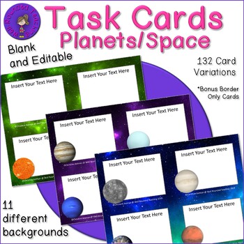 Preview of Task Cards Outer Space and Planets EDITABLE