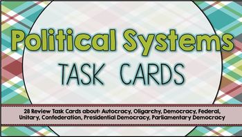 Preview of Task Cards -- Political Systems (Government)
