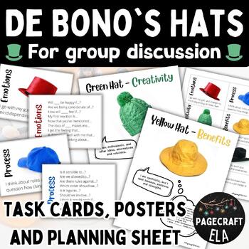 Preview of Task Cards | Posters | De Bono's 6 Thinking Hats | Sentence Starters | Planning