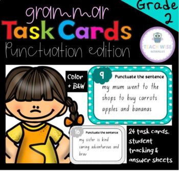 Preview of Task Cards - Punctuation - Spelling & Sentence Punctuation - Grade 2 - Grammar