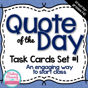 Preview of Quote of The Day Task Cards - Set 1