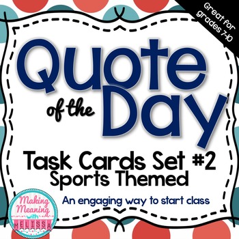 Preview of Quote of the Day Task Cards - Set 2 - Sports