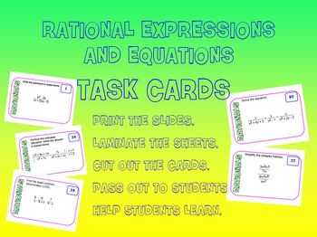 Preview of Task Cards - Rational Expressions and Equations