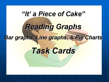 Preview of Task Cards Reading Graphs: Line Graphs, Bar Graphs, and Pie Chart: Revised