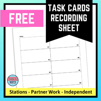 Preview of Task Cards Recording Sheet