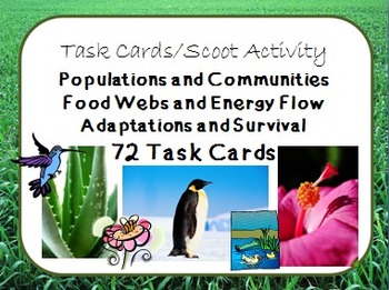 Preview of Task Cards Scoot Activity Ecology, Communities, Food Webs, Adaptations