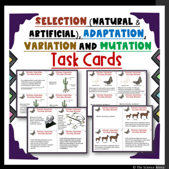 Preview of Task Cards Selection (Natural & Artificial), Adaptation, Variation, Mutation