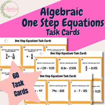 Preview of Task Cards // Solving Algebraic One Step Equations
