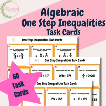 Preview of Task Cards // Solving Algebraic One Step Inequalities