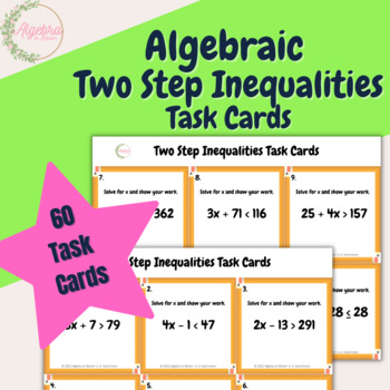 Preview of Task Cards // Solving Algebraic Two Step Inequalities