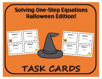 Preview of Task Cards: Solving One-Step Equations Halloween Edition!