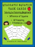 Task Cards - Solving Quadratic Equations by Factoring (Beg