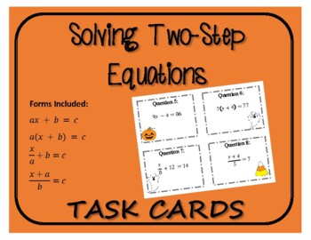 Preview of Task Cards: Solving Two-Step Equations Halloween Edition!