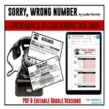 Preview of Task Cards for "Sorry, Wrong Number" by Lucille Fletcher - DIGITAL & PRINT