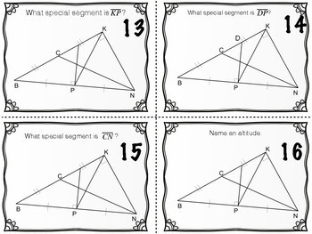 Task Cards - Special Segments in Triangles by Interactive Algebra