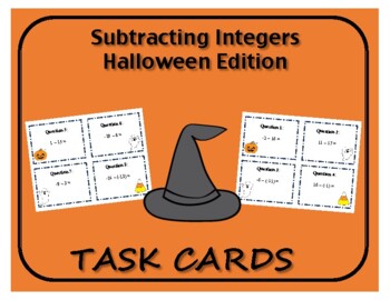 Preview of Task Cards: Subtracting Integers - Halloween Edition!