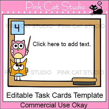 Preview of Editable Task Cards Template - Owl Theme