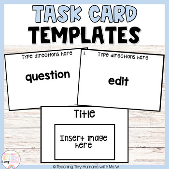 Preview of Editable Task Cards Black and White Templates | Task Box Activities