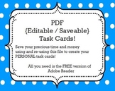 Task Cards Template: {Editable/Savable} PDF