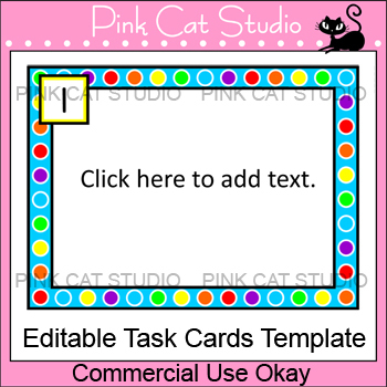 Preview of Task Cards Template - Polka Dot Rainbow Theme - Editable for Commercial Use