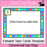 Task Cards Template - Polka Dot Rainbow Theme - Editable f