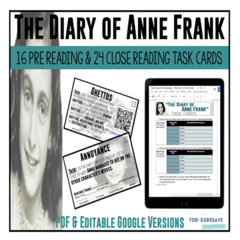 Preview of Task Cards for the play of The Diary of Anne Frank - DIGITAL & PRINT