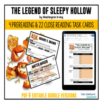 Preview of Task Cards for "The Legend of Sleepy Hollow" - DIGITAL & PRINT