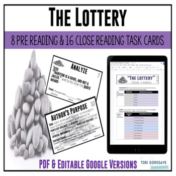 Preview of Task Cards for The Lottery by Shirley Jackson - DIGITAL & PRINT
