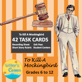 Preview of Task Cards: To Kill A Mockingbird, Rubric, Student Centers, Writing Activities