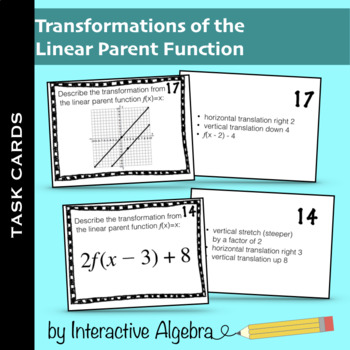 Preview of Task Cards: Transformations of Linear Functions