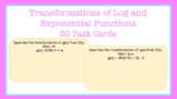 Transformations of Log and Exponential Functions Task Cards