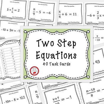 Preview of Solving Equations Two Step Equations 40 Task Cards