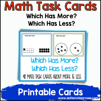 Preview of Task Cards: Which Has More? Which Has Less? Math Ten-Frames-(Autism/SPED)
