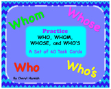 Task Cards Who Whom Whose Who's  Common Core