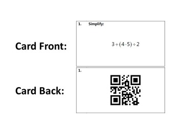 Preview of Task Cards With QR Codes - Order of Operations
