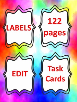 Preview of Classroom Decor BUNDLE Labels Task Card Templates Editable distance learning