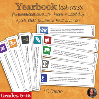 Preview of Yearbook Task Cards and Story Ideas for Yearbook