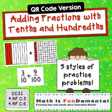 Task Cards for Adding Fractions with Tenths and Hundredths