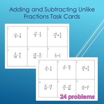 Preview of Task Cards for Adding and Subtracting Unlike Fractions