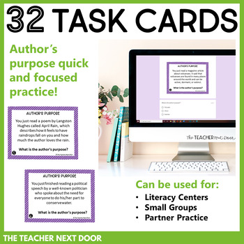 Task Cards for Author's Purpose | Author's Purpose 3rd - 5th Grade