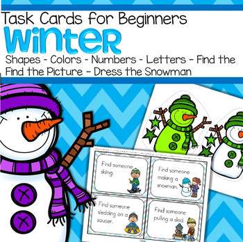 Preview of WINTER Task Cards Small Group Activities for Beginners - Following Directions