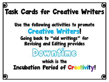 Preview of Task Cards for Creative Writers - Strategies for GATE Thinkers - Pack 1